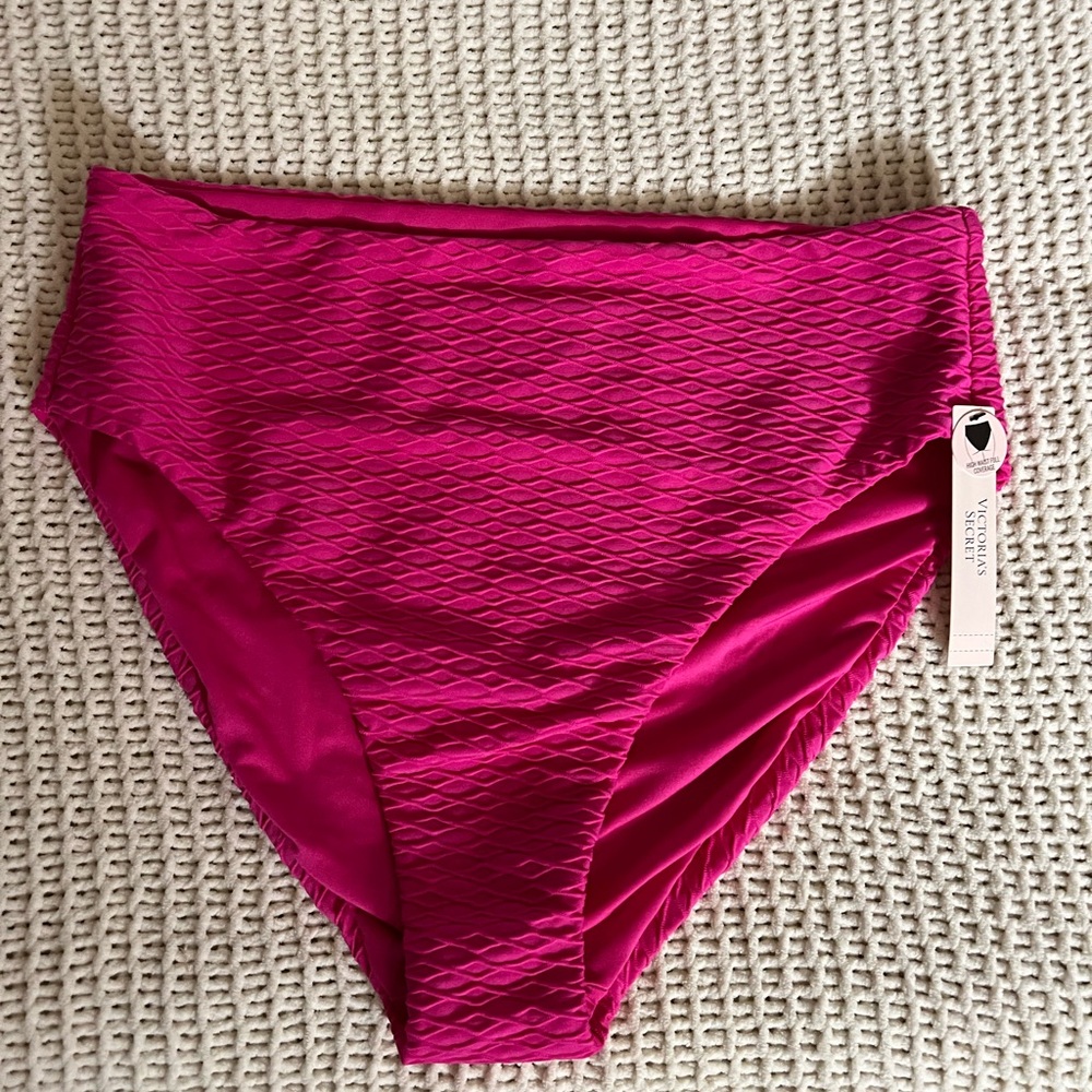 Victoria's Secret Size M High Waist Full Coverage, Bright Pink Bikini Bottoms